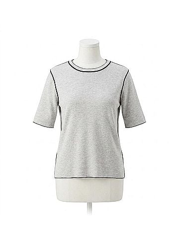 Lyssé Odessa Reversible Knit Short Sleeve Tee in Navy/Grey Melange (view 1)