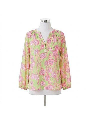Lilly Pulitzer Elsa Silk Top in Pistachio Macaron Alina (view 1)