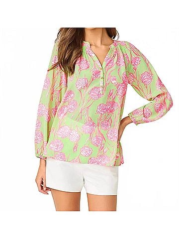 Lilly Pulitzer Elsa Silk Top in Pistachio Macaron Alina (view 2)