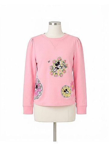 Lilly Pulitzer Elmaria Puff Sleeve Sweatshirt in Conch Shell Pink Throwback Disney Graphic (view 1)