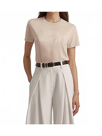 Favorite Daughter Cropped Collegiate Tee in Rosewater (view 2)