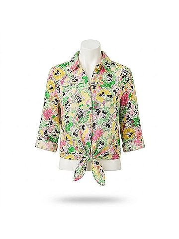 Lilly Pulitzer Sea View Linen Button Down Shirt in Multi Throwback Disney (view 1)