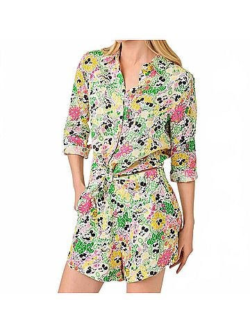 Lilly Pulitzer Sea View Linen Button Down Shirt in Multi Throwback Disney (view 2)