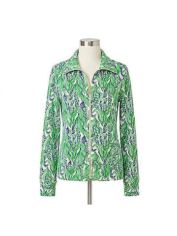 Lilly Pulitzer Eleni Zip-Up Sweatshirt in Putting Green Lilly Of The Valley (view 1)