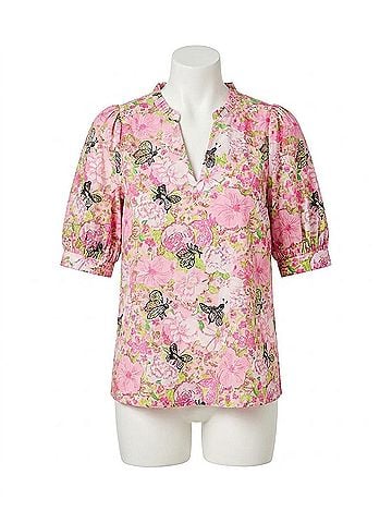 Lilly Pulitzer Brinelle Short Sleeve Top in Pistachio Macaron Bees Knees (view 1)