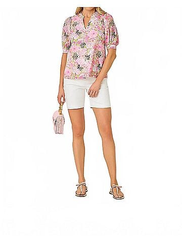 Lilly Pulitzer Brinelle Short Sleeve Top in Pistachio Macaron Bees Knees (view 2)