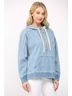 Fate Blue Half Zip Hooded Pullover Top in Light Denim Size S - photo 5