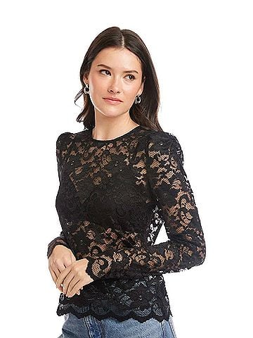 Fifteen Twenty Maylani Lace Top in Black (view 2)