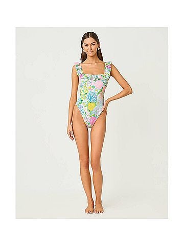 Lilly Pulitzer Aemma Ruffle One Piece Swimsuit in Multi Lilly Garden (view 2)
