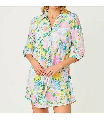Lilly Pulitzer Natalie Shirt Dress Cover Up in Multi Lilly Garden (view 2)