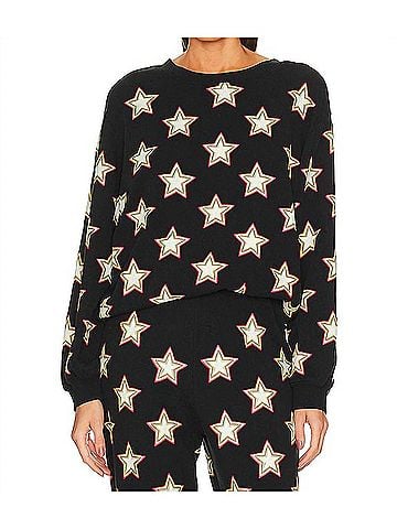 Chaser Star Toss Pullover Top in Black (view 2)