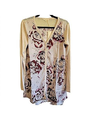 Mystree Women's Floral Long Sleeve Tunic Cardigan in Cream (view 2)
