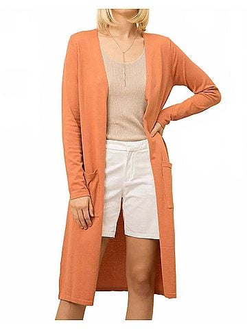 Mystree Carly Long Sleeves Cardigan in Rust (view 2)