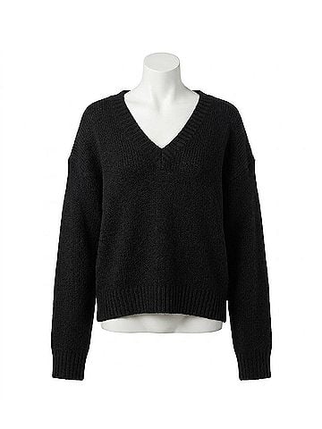 Chaser Ginger Licorice V-Neck Sweater in Black (view 1)