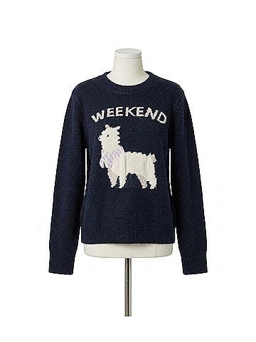 Mystree Weekend Pullover Sweater in Navy/Alpaca (view 1)