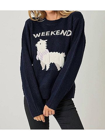 Mystree Weekend Pullover Sweater in Navy/Alpaca (view 2)