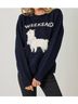 Mystree Graphic Blue Weekend Pullover Sweater in Navy/Alpaca Size S - photo 2