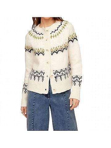 Fifteen Twenty Astrid Fair Isle Cardigan Sweater in Olive (view 2)