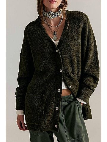 Free People Blazing Cardigan in Dark Green (view 2)