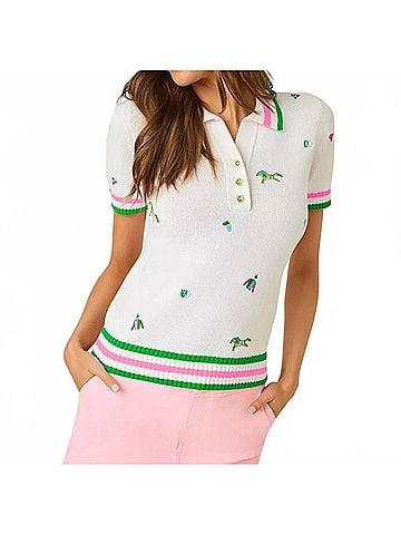 Lilly Pulitzer Suzette Embroidered Sweater in Resort White Derby Ditsy Embroidery (view 2)