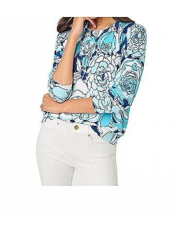 Lilly Pulitzer Tensley Crewneck Sweater in Capri Blue Rosanna (view 2)