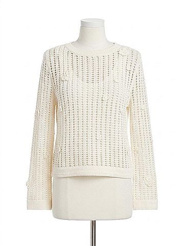 Fifteen Twenty Liv Crochet Sweater in Off White (view 1)