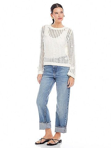 Fifteen Twenty Liv Crochet Sweater in Off White (view 2)