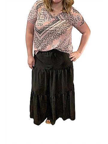 ee:some Tiered Maxi Skirt in Black (view 2)