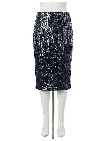 Skies Are Blue Ombre Sequin Midi Skirt in Navy (view 1)