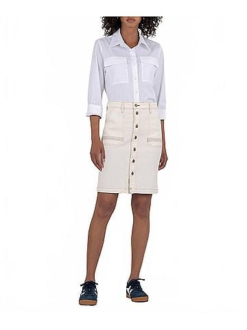 Kut from the Kloth Isla Pencil Skirt in Ecru (view 2)