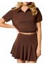 Le Lis Solid Brown Charm Two Piece Set in Chesnut Size S - photo 3