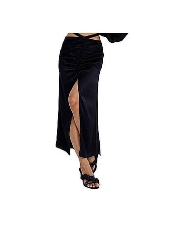 For Love & Lemons Women's Pia Maxi Skirt in Black (view 2)