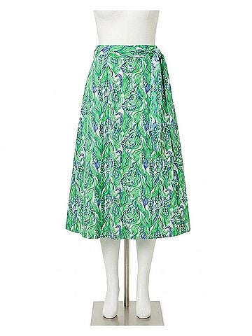 Lilly Pulitzer Constance Reversible Midi Wrap Skirt in Putting Green Lilly Of The Valley (view 1)