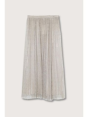 Ulla Johnson Women's Maren Pleated Soft Metallic Skirt in Sterling Silver (view 2)