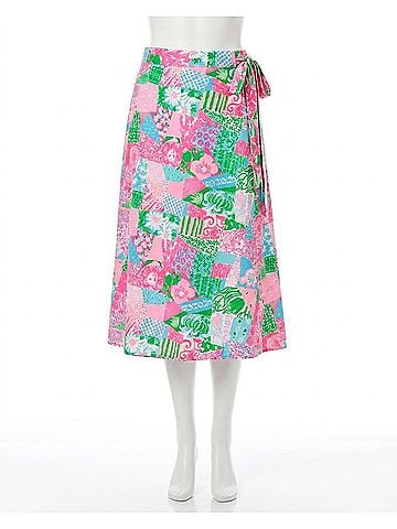Lilly Pulitzer Constance Reversible Midi Wrap Skirt in Multi Crazy Quilt (view 1)