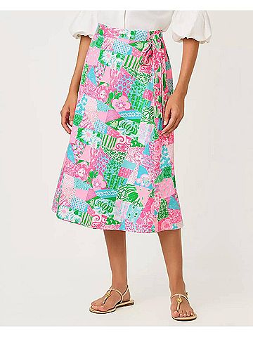 Lilly Pulitzer Constance Reversible Midi Wrap Skirt in Multi Crazy Quilt (view 2)