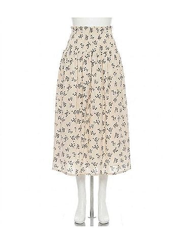 Fifteen Twenty Rhea Smocked Waist Skirt in Cream/Black Print (view 1)