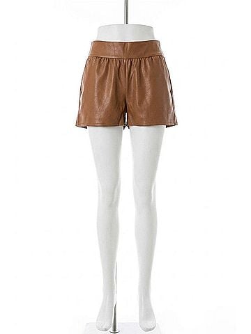 Commando Faux Leather Relaxed Short in Cocoa (view 1)