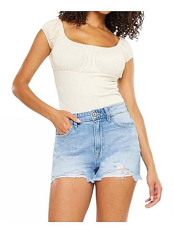 KANCAN JEANS Ivanna Ultra High Rise Mom Shorts in Light Wash (view 2)
