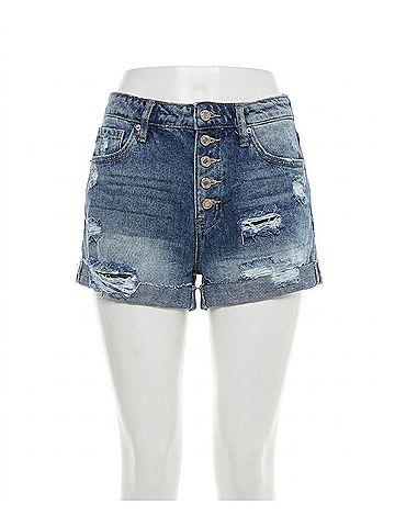 KANCAN JEANS Jovana Ultra High Rise Shorts in Medium Wash (view 1)