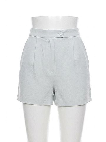 Skies Are Blue Sienna Eco-Friendly Tailored Shorts in Icy Light Blue Grey (view 1)
