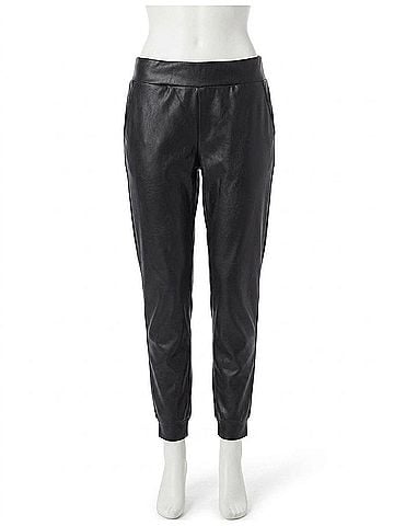Commando Faux Leather Jogger in Black (view 1)