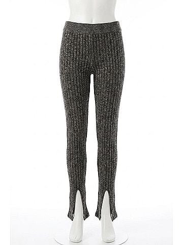 Chaser Metallic Ribbed Pull-On Pant in Black (view 1)