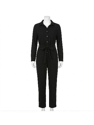 Risen Jump In Line Jumpsuit in Black (view 1)