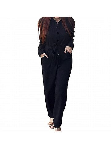 Risen Jump In Line Jumpsuit in Black (view 2)