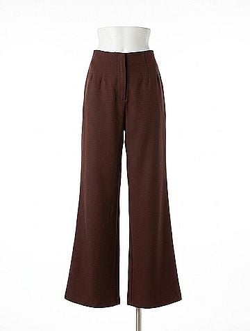 Skies Are Blue Whitney High Waist Trouser Pants in Rose Brown (view 1)