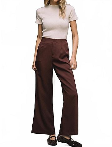 Skies Are Blue Whitney High Waist Trouser Pants in Rose Brown (view 2)