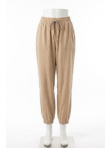 ee:some Comfy Drawstring Jogger Pants in Beige (view 1)