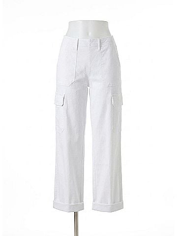 Lyssé Scout Cuffed Cargo Pants in White (view 1)