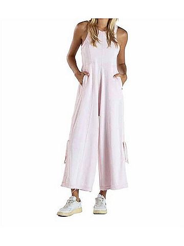 Simply Southern Washed Jumpsuit in Rose (view 2)